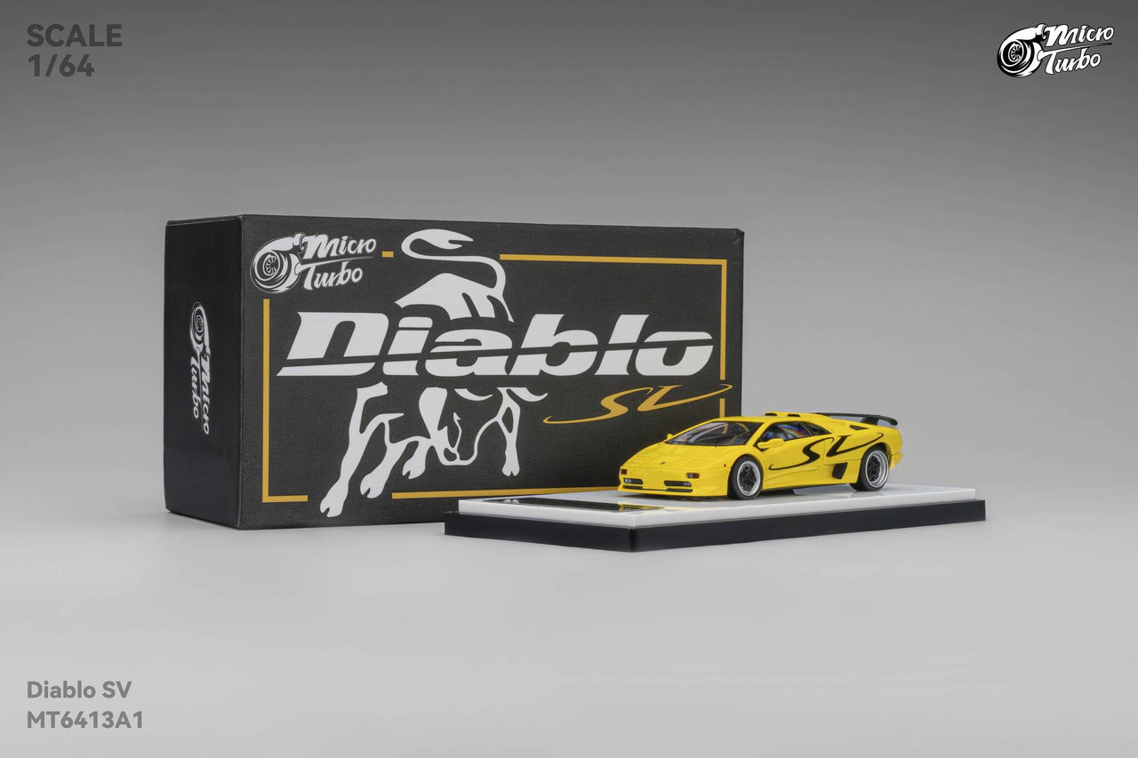 PRE-ORDER Micro Turbo 1:64 Custom Diablo SV, Metallic Yellow