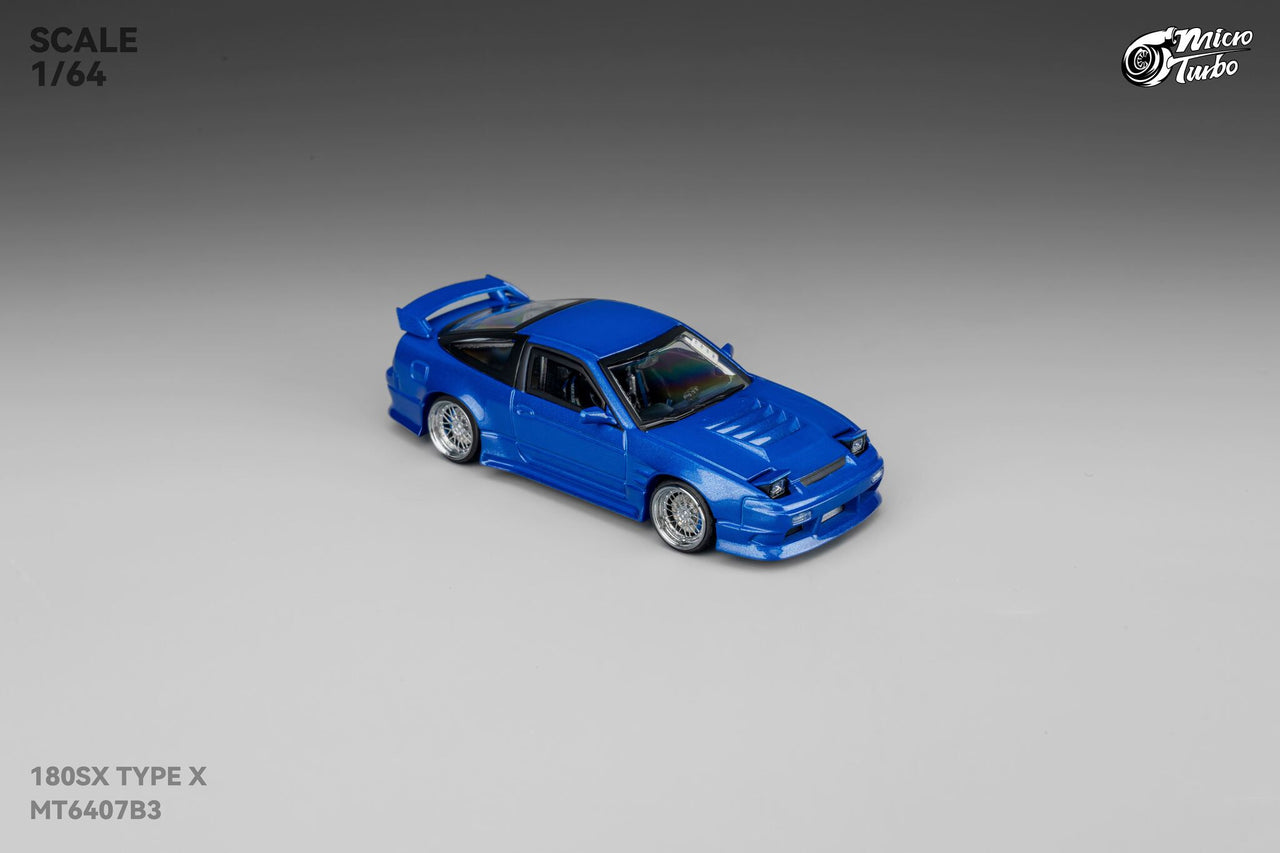 PRE-ORDER Micro Turbo 1:64 Custom Rocket Bunny Nissan 180SX Type X- Metallic Blue