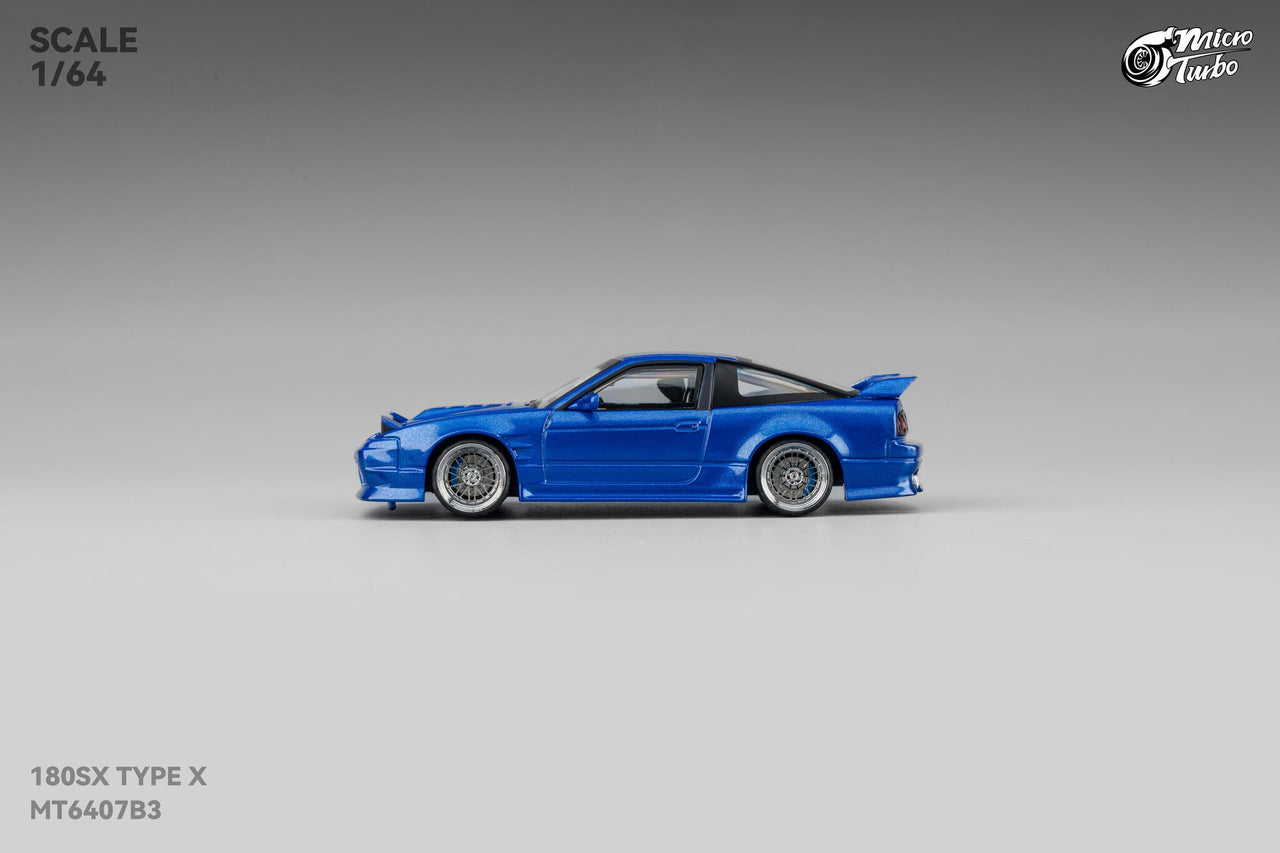 PRE-ORDER Micro Turbo 1:64 Custom Rocket Bunny Nissan 180SX Type X- Metallic Blue