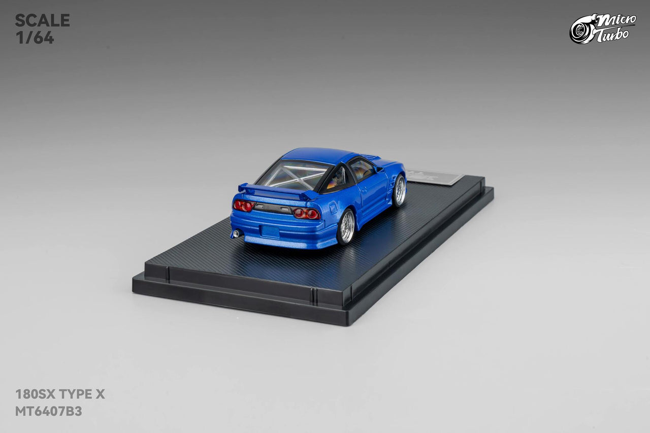 PRE-ORDER Micro Turbo 1:64 Custom Rocket Bunny Nissan 180SX Type X- Metallic Blue