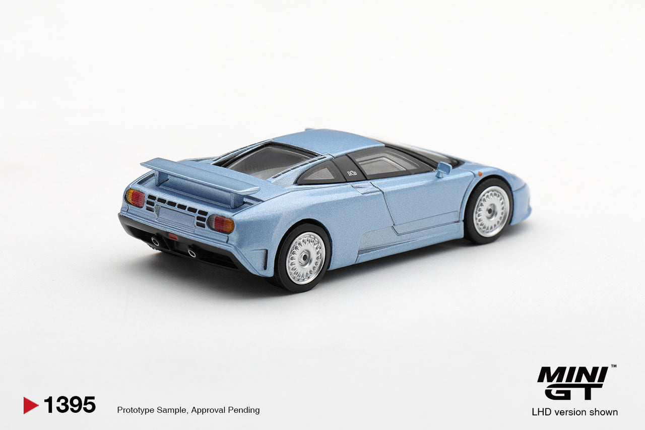 PRE-ORDER Mini GT 1:64 Bugatti EB110 GT Azzuro Metallizato Mondial De L'Automobile MGT01395-L