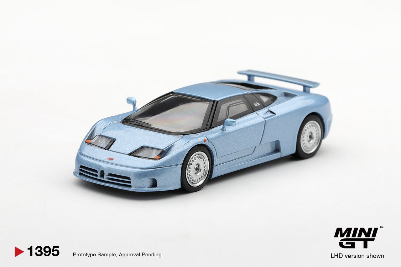 PRE-ORDER Mini GT 1:64 Bugatti EB110 GT Azzuro Metallizato Mondial De L'Automobile MGT01395-L