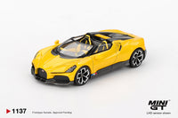 Thumbnail for PRE-ORDER Mini GT 1:64 Bugatti W16 Mistral Yellow MGT01137-L