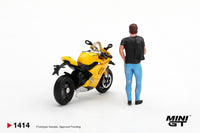 Thumbnail for PRE-ORDER Mini GT 1:64 Ducati Panigale V4 S Giallo w/ figure MGT01414-L