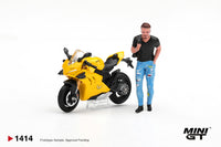 Thumbnail for PRE-ORDER Mini GT 1:64 Ducati Panigale V4 S Giallo w/ figure MGT01414-L