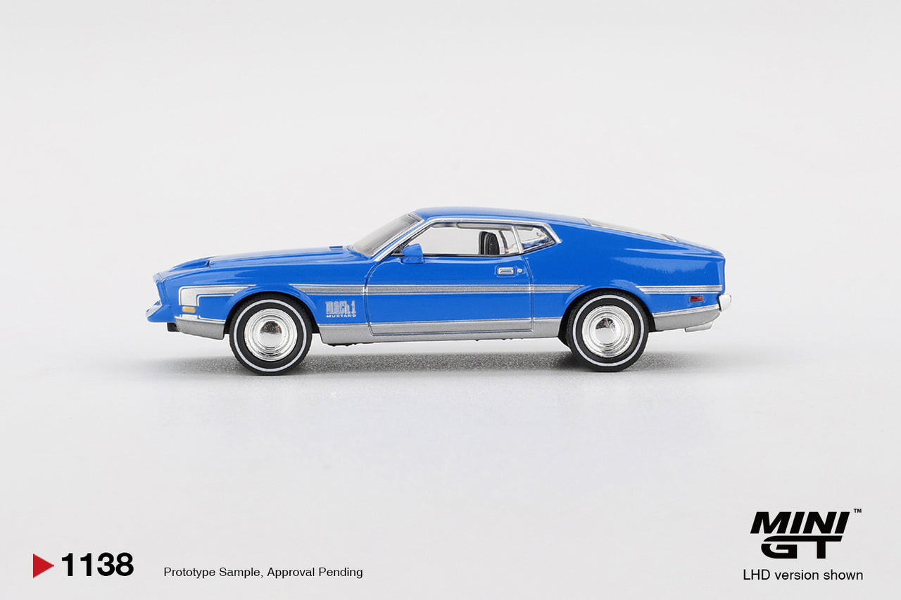 PRE-ORDER Mini GT 1:64 Ford Mustang Mach 1 Grabber Blue MGT01138-L