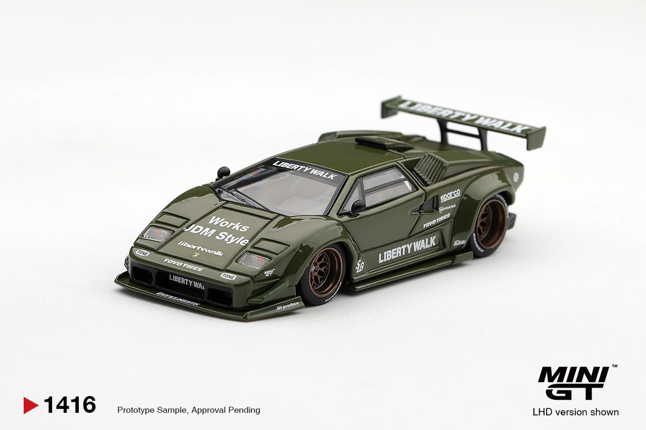 PRE-ORDER Mini GT 1:64 Lamborghini Countach LB-WORKS Army Green MGT01416-R