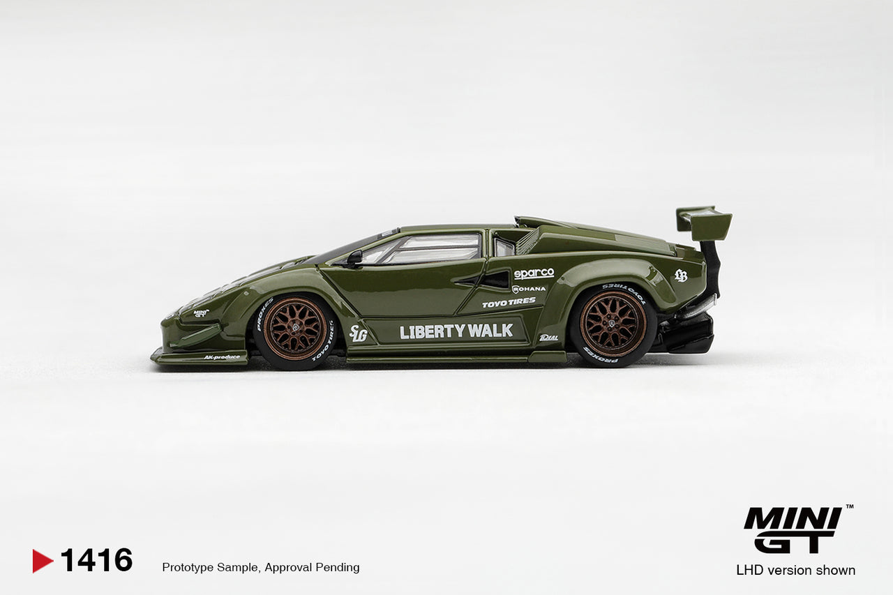 PRE-ORDER Mini GT 1:64 Lamborghini Countach LB-WORKS Army Green MGT01416-R