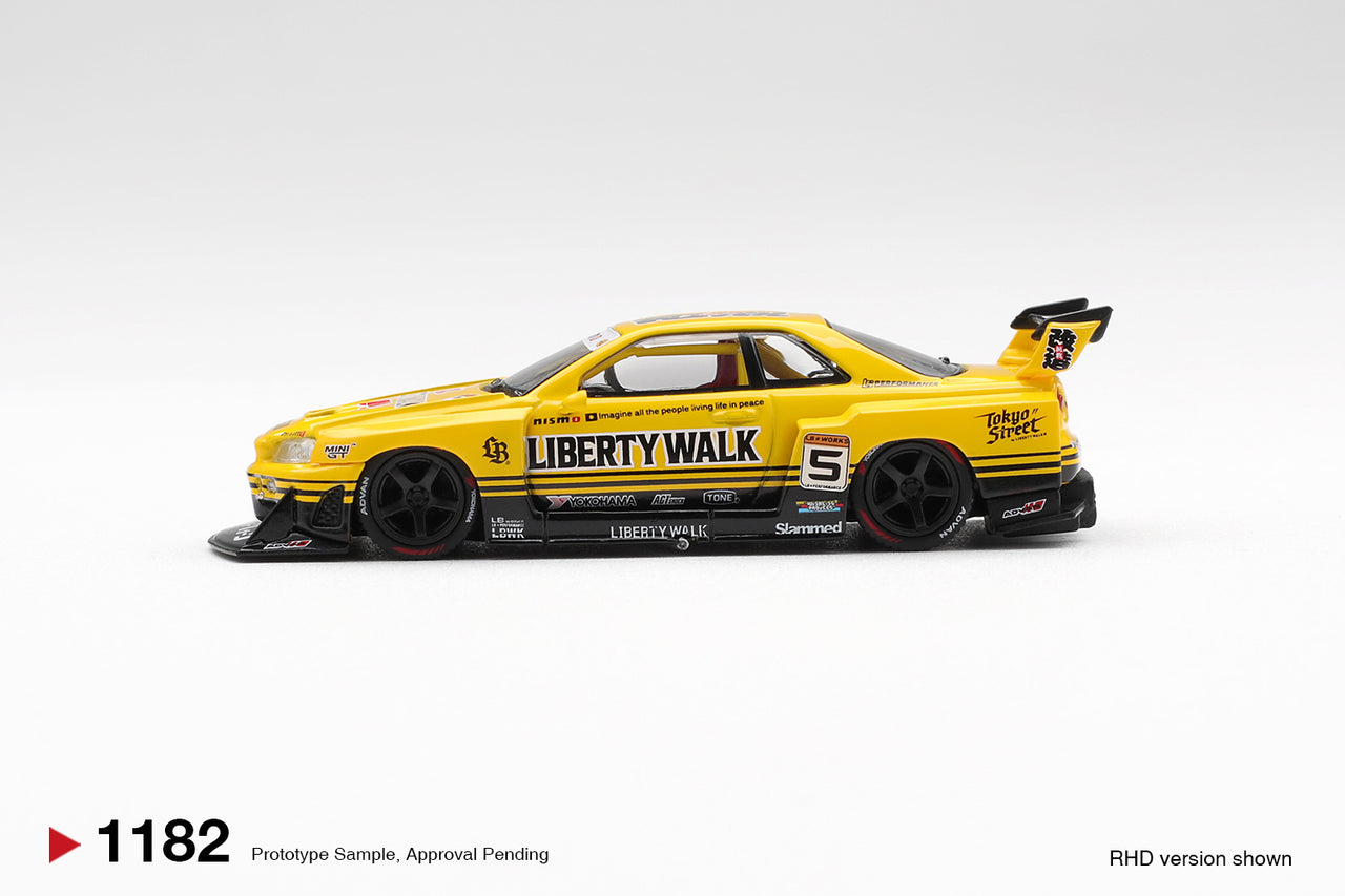 PRE-ORDER Mini GT 1:64 Nissan LB-ER34 Super Silhouette SKYLINE Sport Yellow MGT01182-R