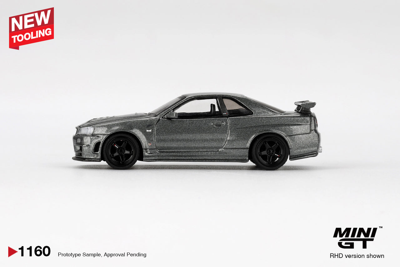 PRE-ORDER Mini GT 1:64 Nissan Skyline GT-R Dark Metal Gray NISMO BNR34 CRS Version MGT01160-R