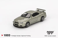 Thumbnail for PRE-ORDER Mini GT 1:64 Nissan Skyline GT-R R34 V-Spec II Nür Millenium Jade MGT1003-R