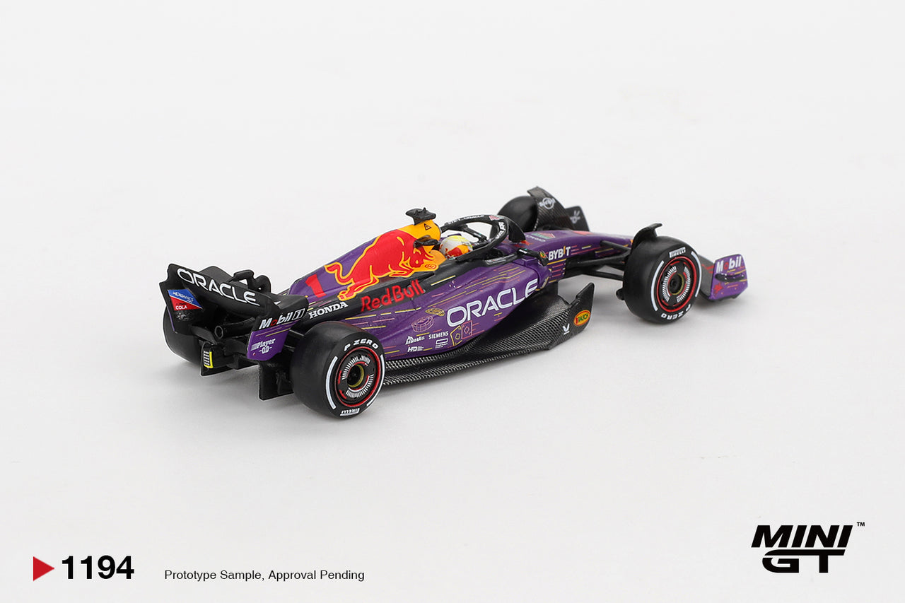 PRE-ORDER Mini GT 1:64 Oracle Red Bull Racing RB19 #1 Max Verstappen 2023 F1 2023 Las Vegas GP Winner MGT01194-L