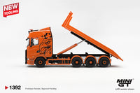 Thumbnail for PRE-ORDER Mini GT 1:64 Scania 770S Hooklift Flatbed Orange MGT01392