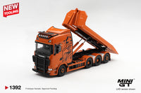 Thumbnail for PRE-ORDER Mini GT 1:64 Scania 770S Hooklift Flatbed Orange MGT01392