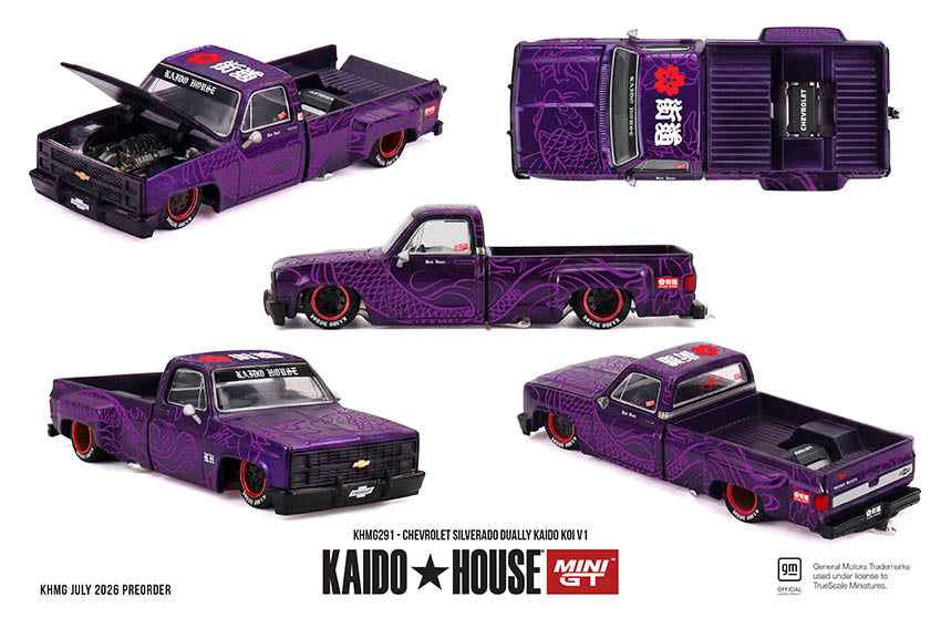 PRE-ORDER Mini GT x Kaido House 1:64 Chevrolet Silverado Dually KAIDO Koi V1 KHMG291