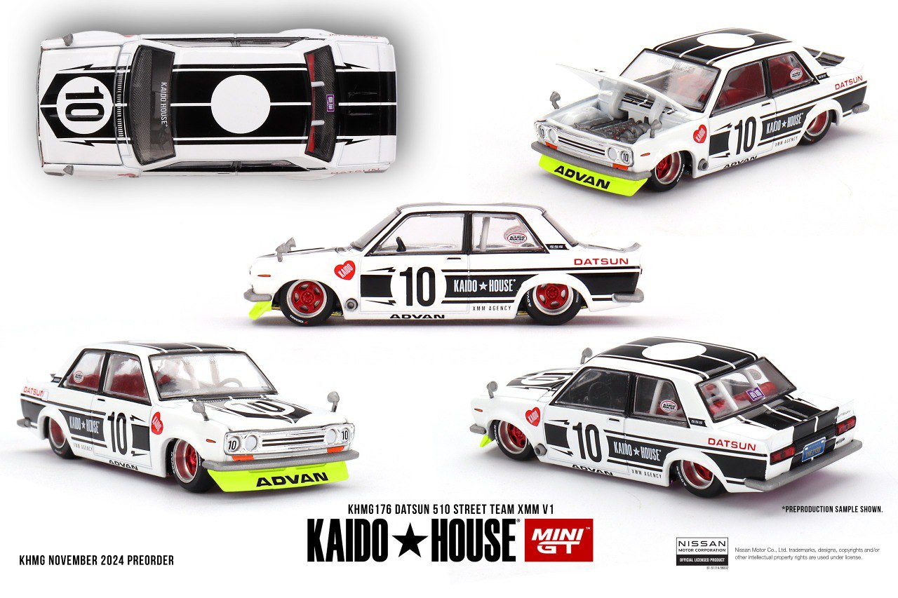 PRE-ORDER Mini GT x Kaido House 1:64 Datsun 510 Street Team XMM V1 KHMG176