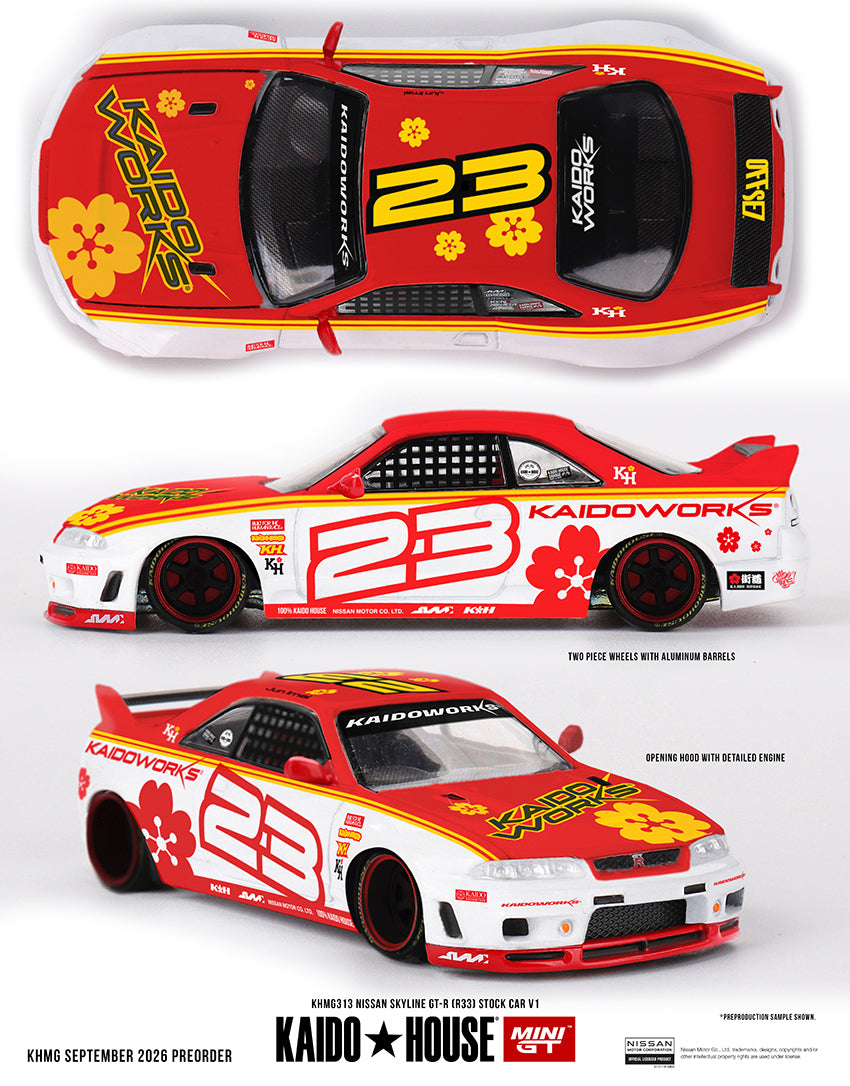PRE-ORDER Mini GT x Kaido House 1:64 Nissan Skyline GT-R R33 Kaido Stock Car V1 KHMG313