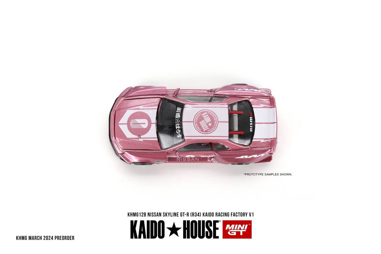 PRE-ORDER Mini GT x Kaido House 1:64 Nissan Skyline GT-R R34 KAIDO RACING FACTORY V1 KHMG128