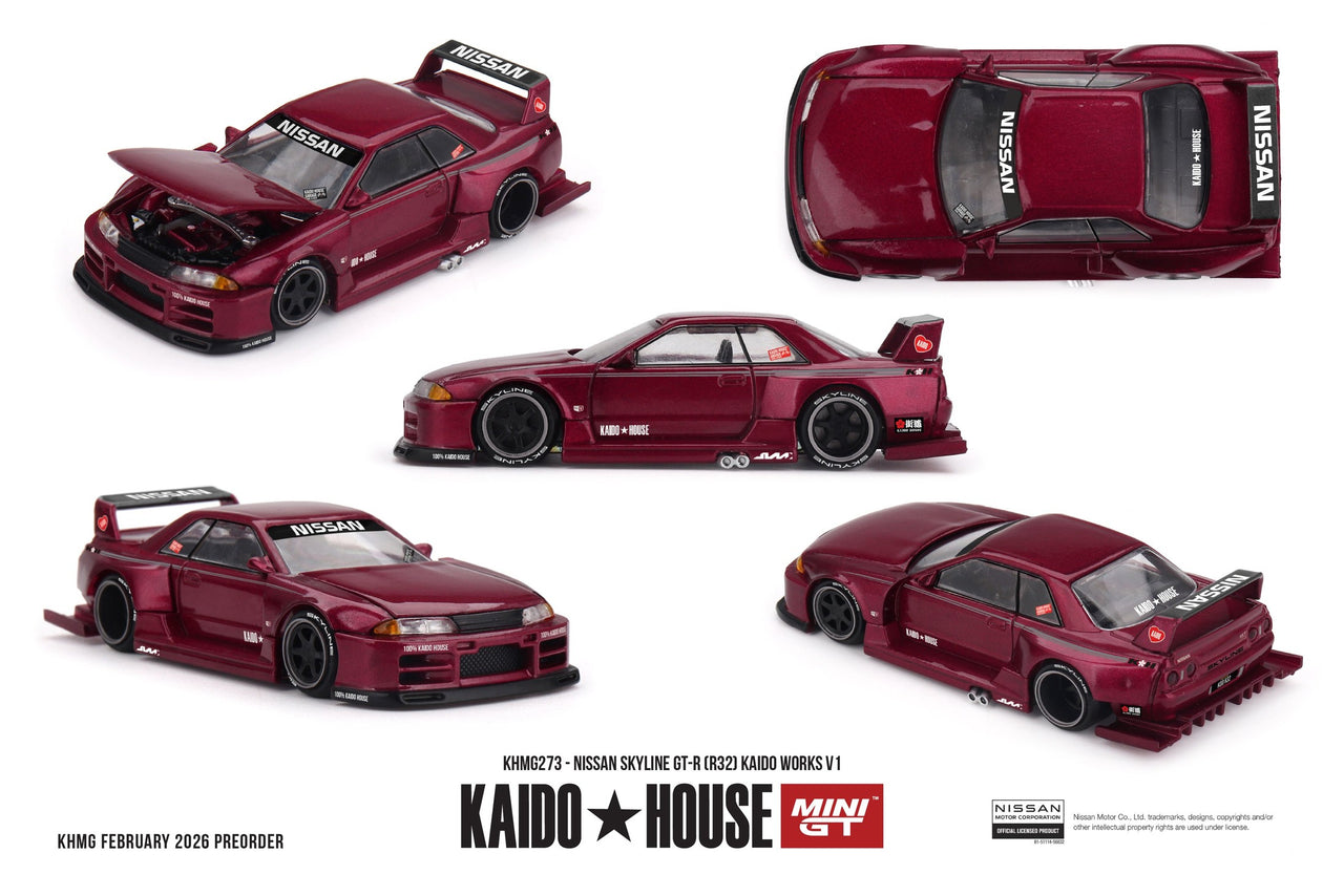 PRE-ORDER Mini GT x Kaido House 1:64 Nissan Skyline GT-R R32 KAIDO WORKS V1 KHMG273