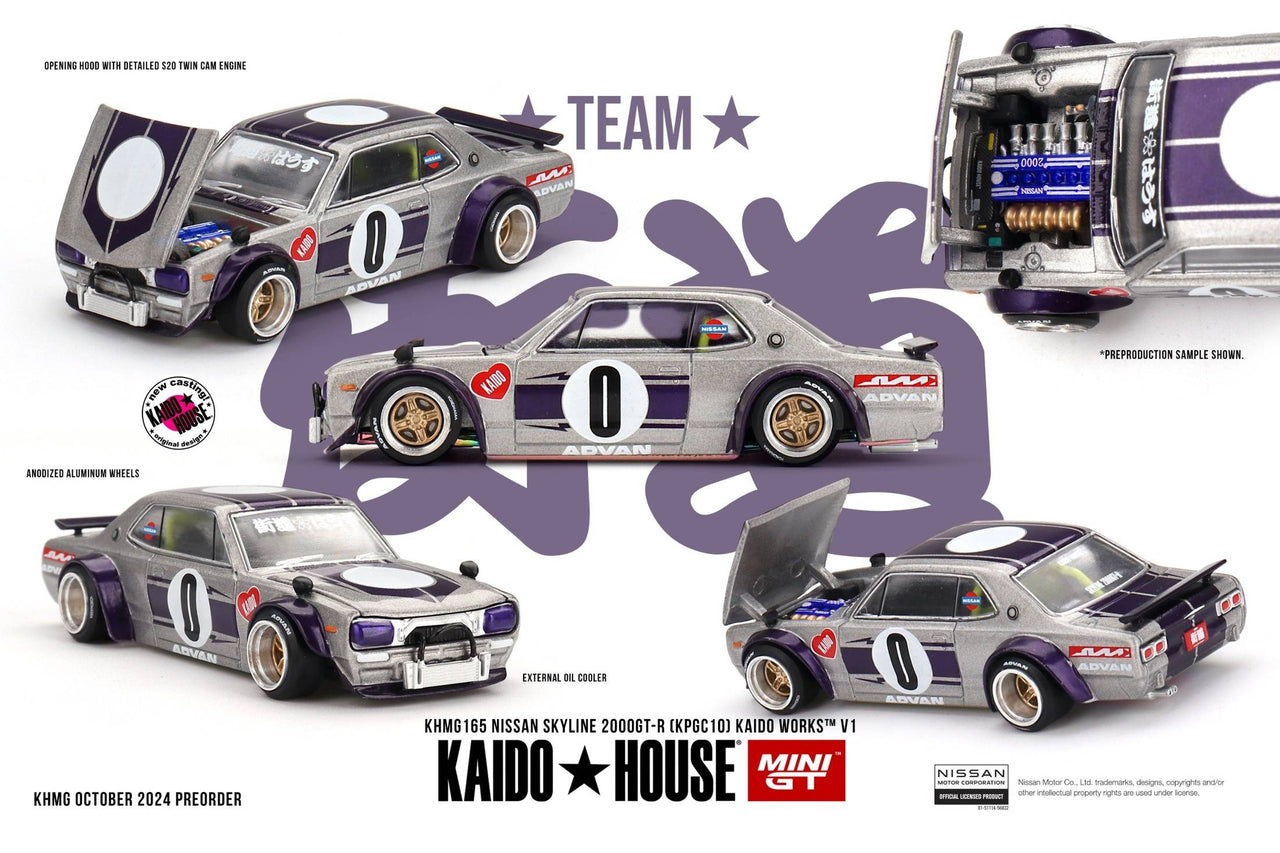 PRE-ORDER Mini GT x Kaido House 1:64 Nissan Skyline GTR KPGC10 Kaido Works V1 KHMG165