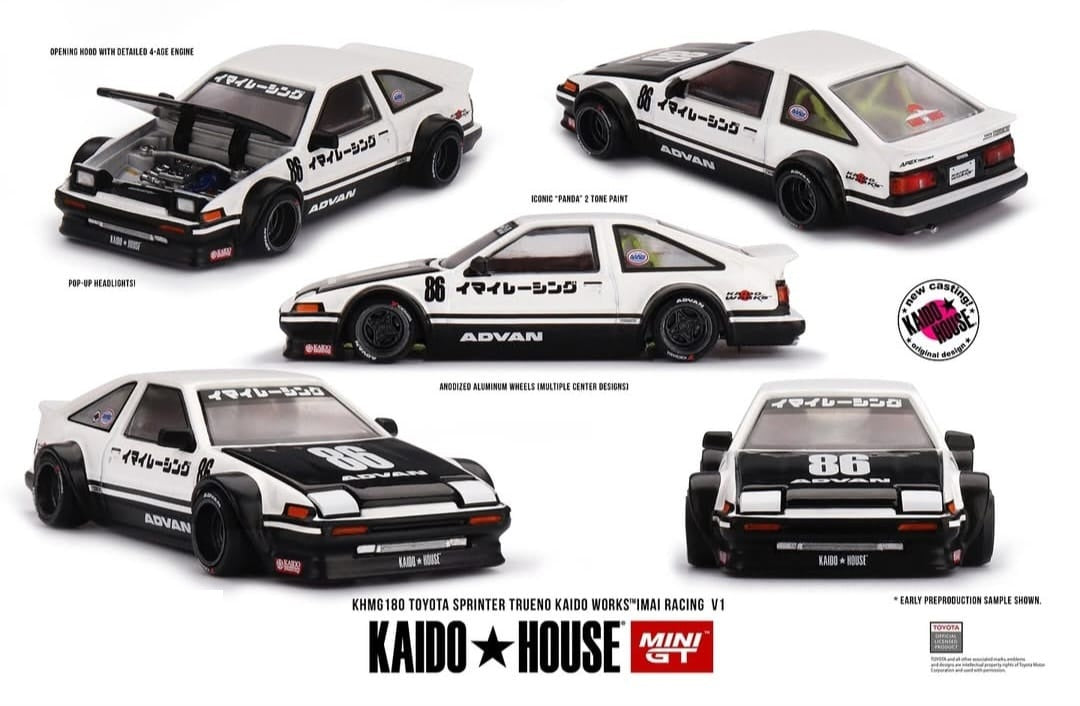 PRE-ORDER Mini GT x Kaido House 1:64 Toyota Sprinter Trueno KAIDO WORKS IMA RACING V1 KHMG180