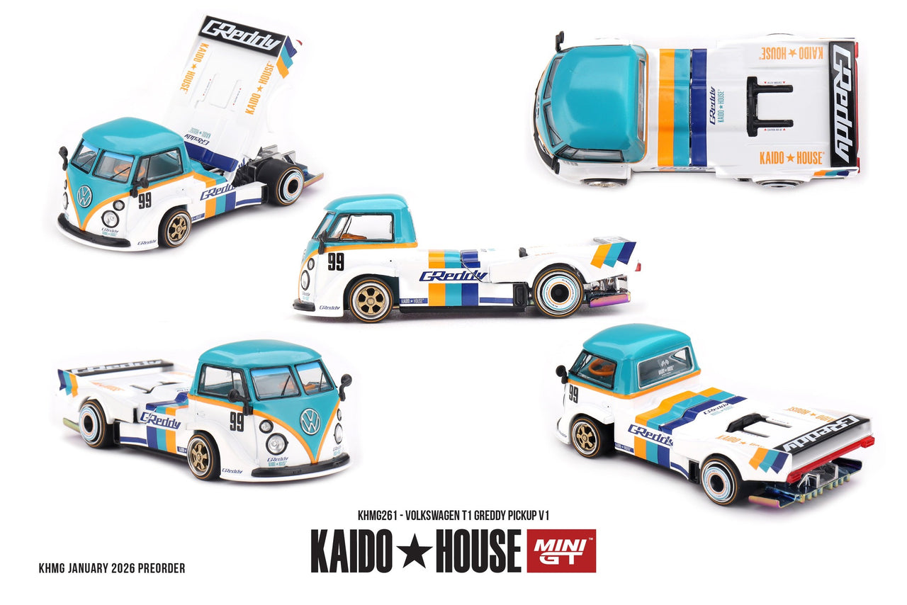 PRE-ORDER Mini GT x Kaido House 1:64 Volkswagen T1 GReddy Pickup V1 KHMG261