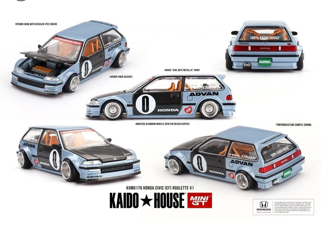 PRE-ORDER Mini GTx Kaido House 1:64 Honda Civic EF Roulette V1 KHMG179