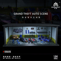 Thumbnail for PRE-ORDER MoreArt 1:64 Diorama Grand Theft Auto Los Santos Customs Scene w/ Accessories