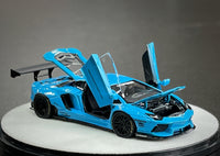 Thumbnail for PRE-ORDER PGM 1:64 Lamborghini LBWK LP700 Blue Luxury w/ Turntable
