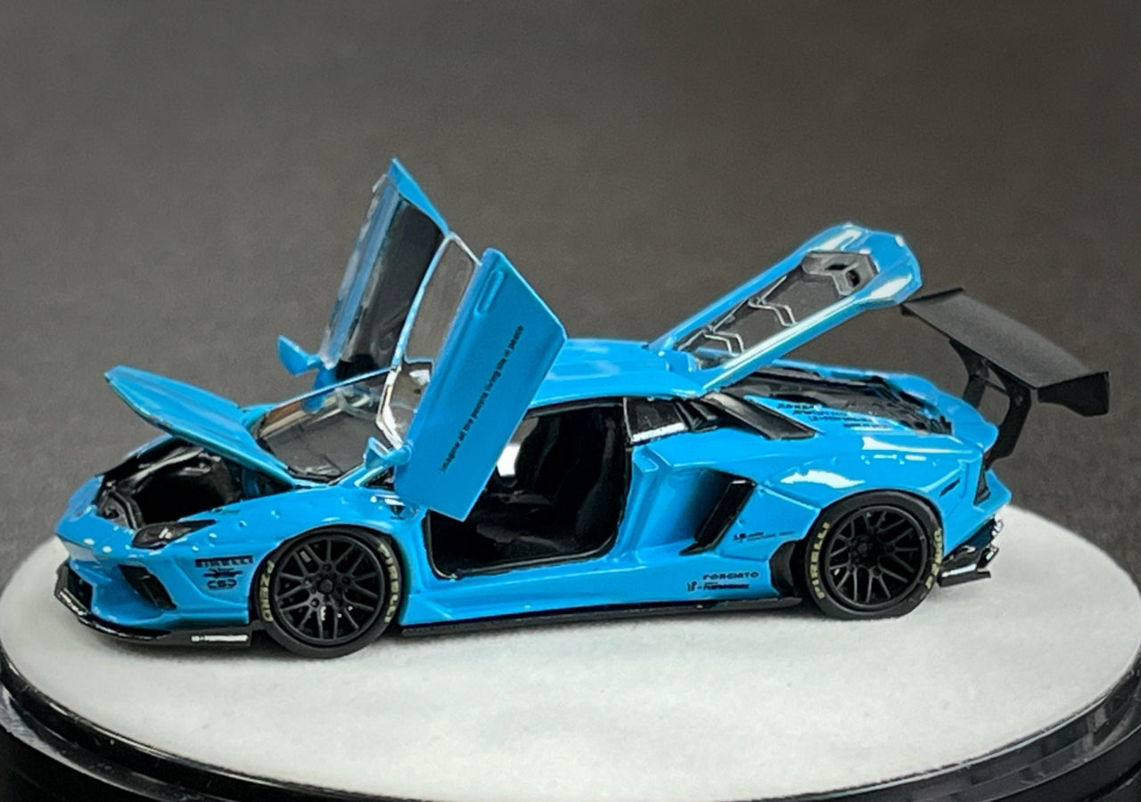 PRE-ORDER PGM 1:64 Lamborghini LBWK LP700 Blue Luxury w/ Turntable