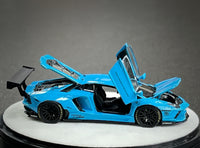 Thumbnail for PRE-ORDER PGM 1:64 Lamborghini LBWK LP700 Blue Luxury w/ Turntable