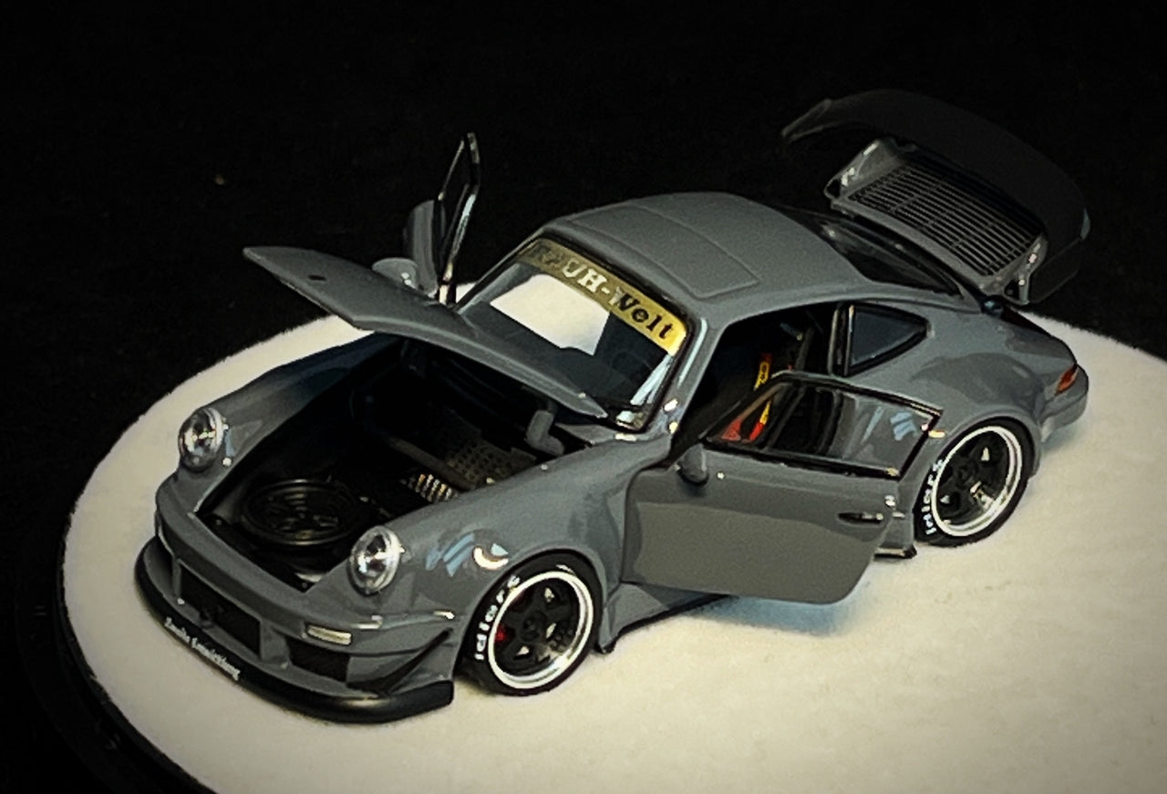 PRE-ORDER PGM 1:64 Porsche RWB930 Cement Grey Luxury w/ Turntable