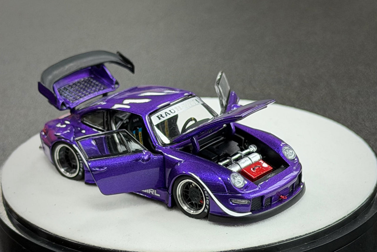 PRE-ORDER PGM 1:64 Porsche RWB993, Purple Luxury w/ Turntable