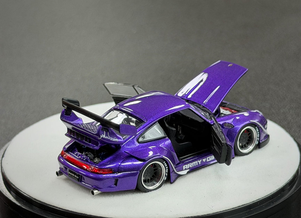 PRE-ORDER PGM 1:64 Porsche RWB993, Purple Luxury w/ Turntable