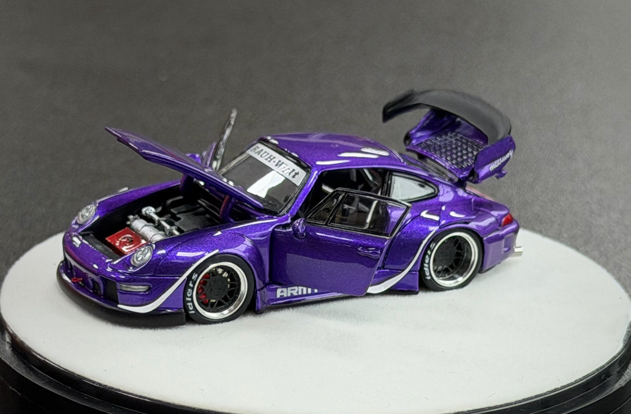PRE-ORDER PGM 1:64 Porsche RWB993, Purple Luxury w/ Turntable