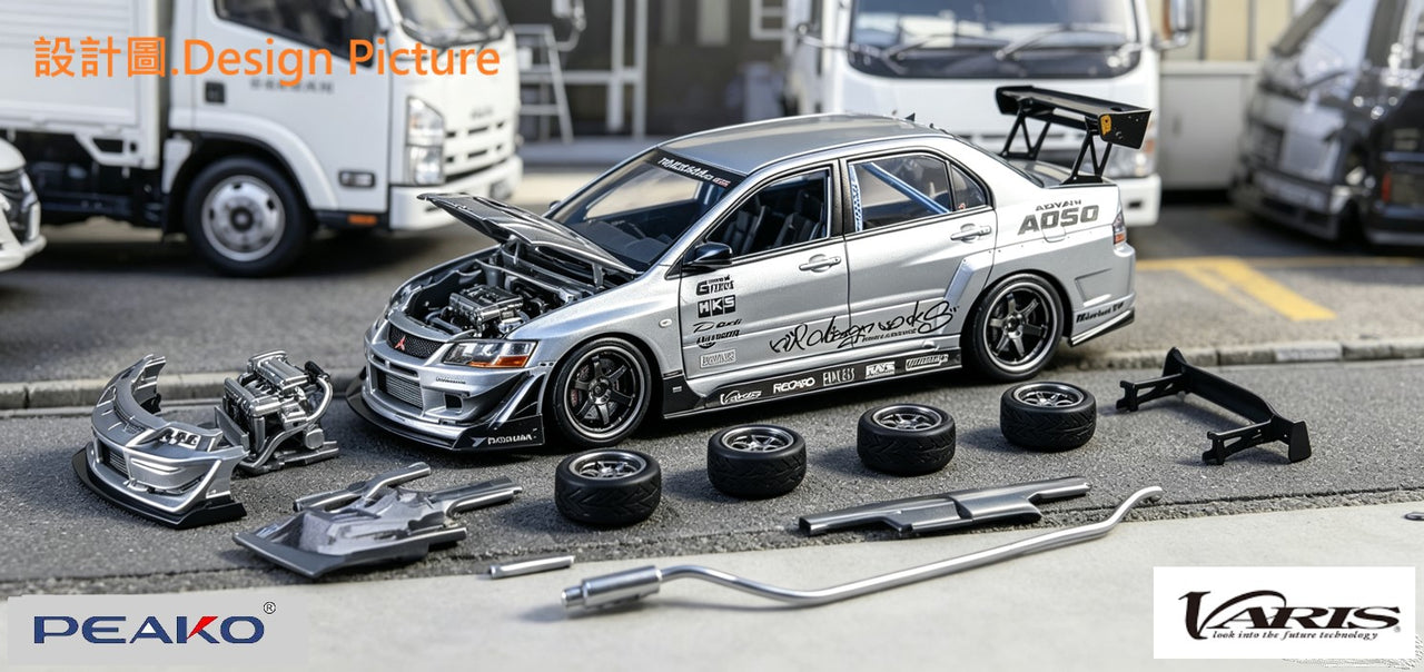 PRE-ORDER Peako64 1:64 Varis Mitsubishi Lancer Evolution IX – Silver Metallic