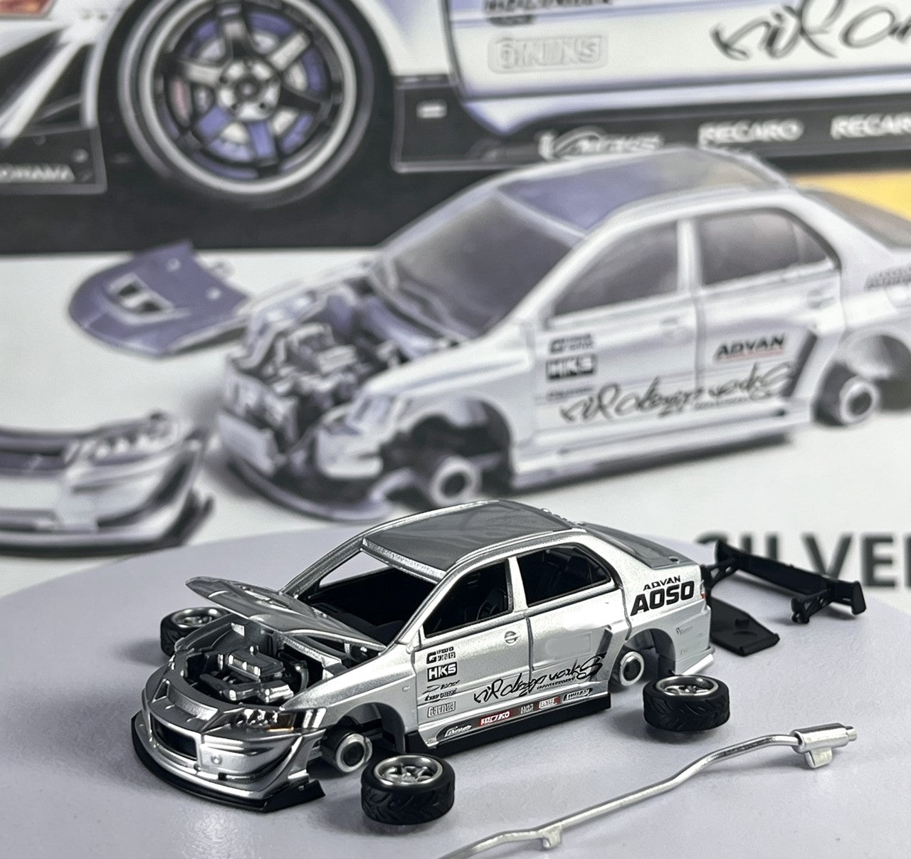 PRE-ORDER Peako64 1:64 Varis Mitsubishi Lancer Evolution IX – Silver Metallic