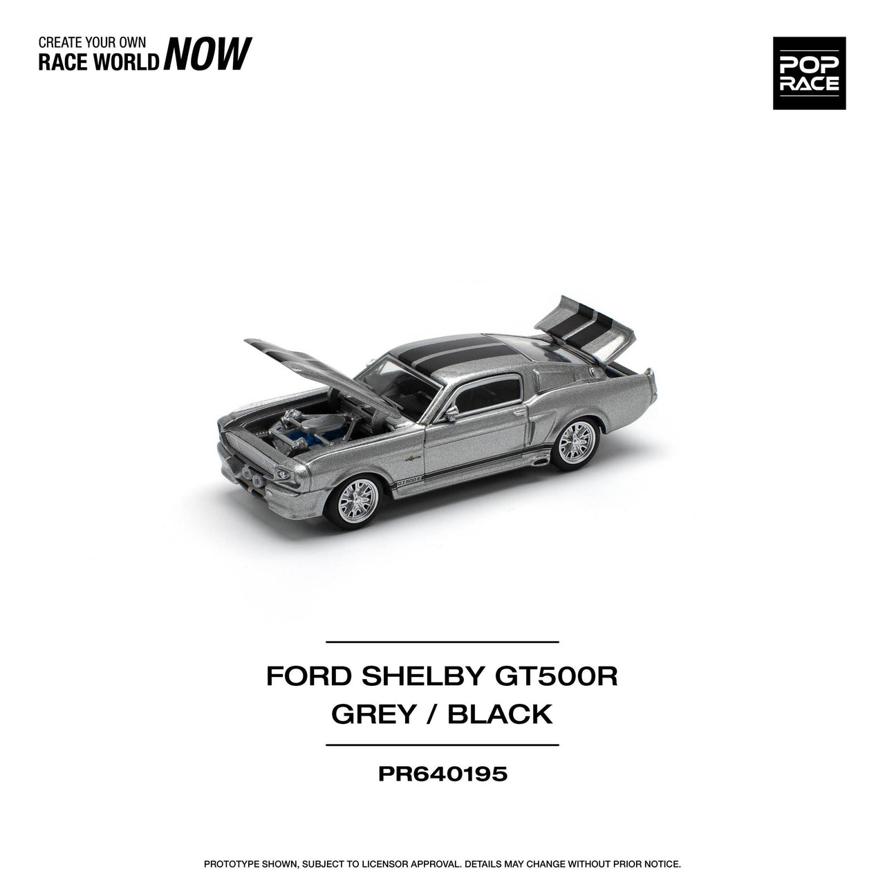 PRE-ORDER Pop Race 1:64 967 Shelby Mustang GT500 - GREY/BLACK