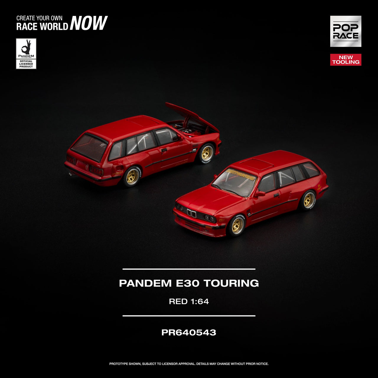 PRE-ORDER Pop Race 1:64 BMW PANDEM E30 TOURING RED NEW TOOLING