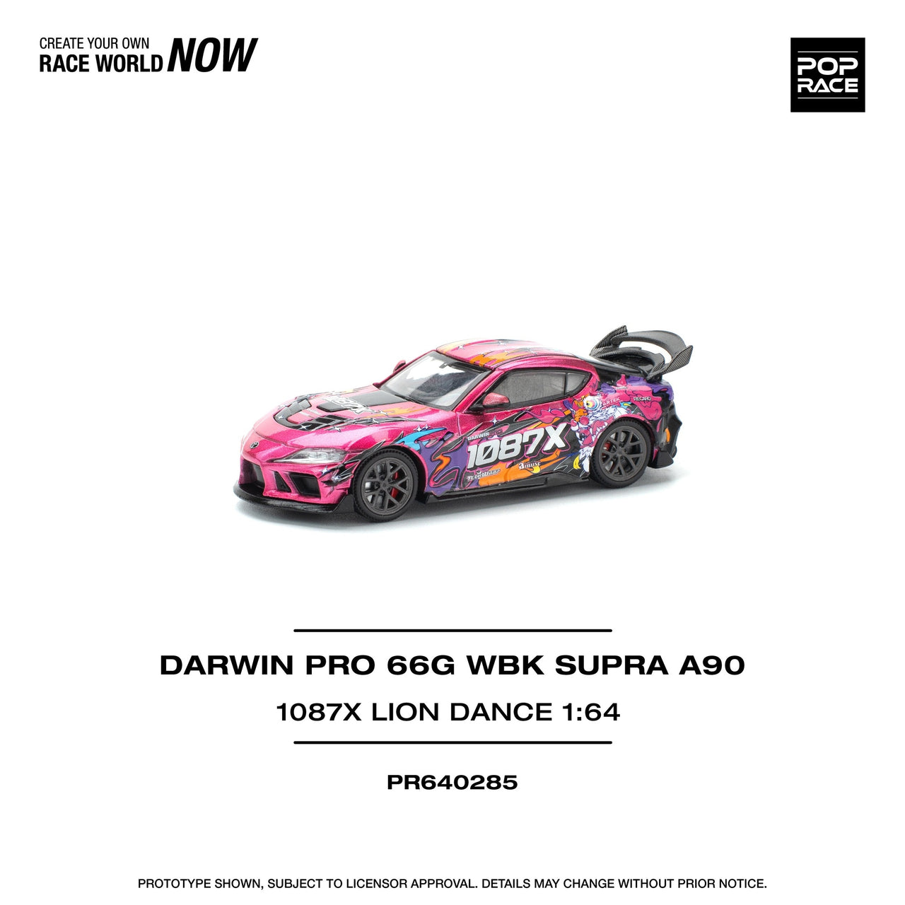 PRE-ORDER Pop Race 1:64 Darwin Pro 66G WBK Supra A90 - 1087X LION DANCE