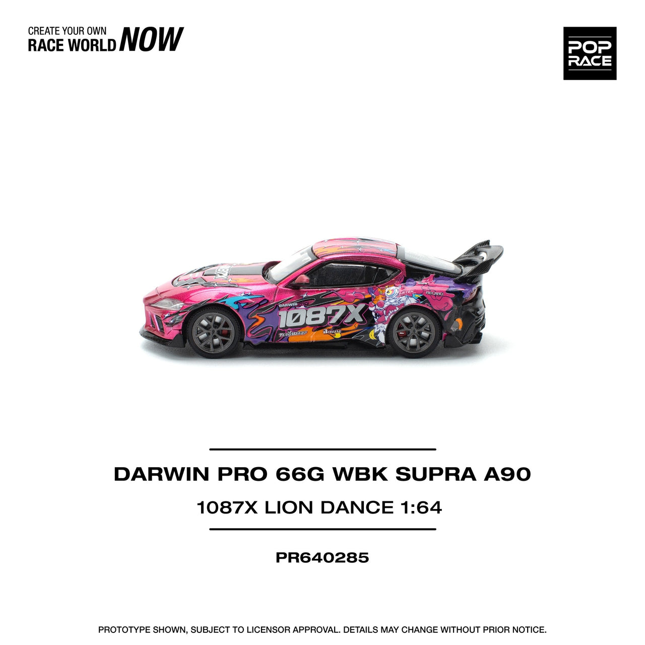 PRE-ORDER Pop Race 1:64 Darwin Pro 66G WBK Supra A90 - 1087X LION DANCE