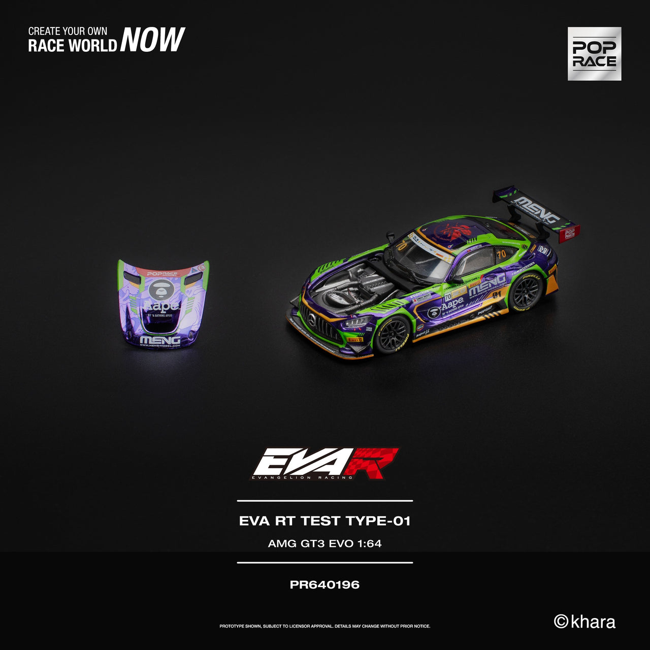 PRE-ORDER Pop Race 1:64 EVA RT TEST TYPE -01 AMG GT3 EVO MACAU GP 2023