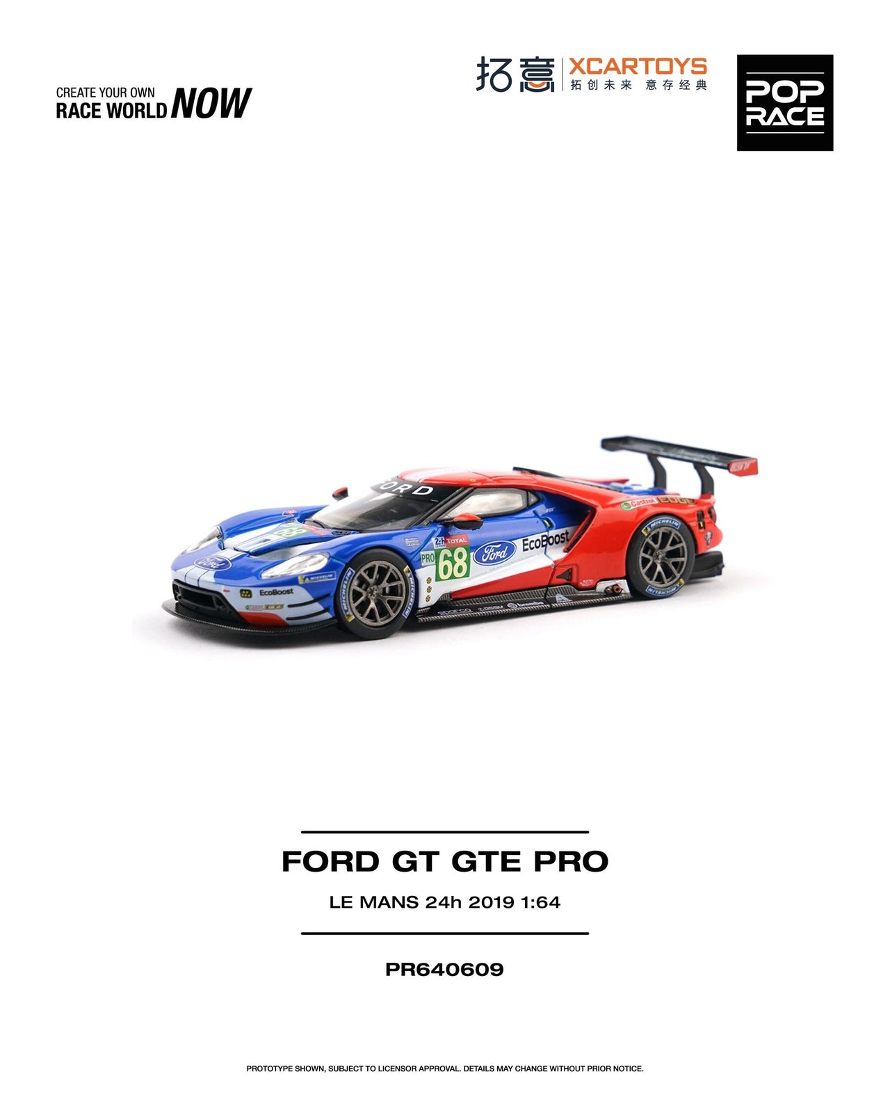 PRE-ORDER Pop Race 1:64 FORD GT GTE PRO LE MANS 24H 2019