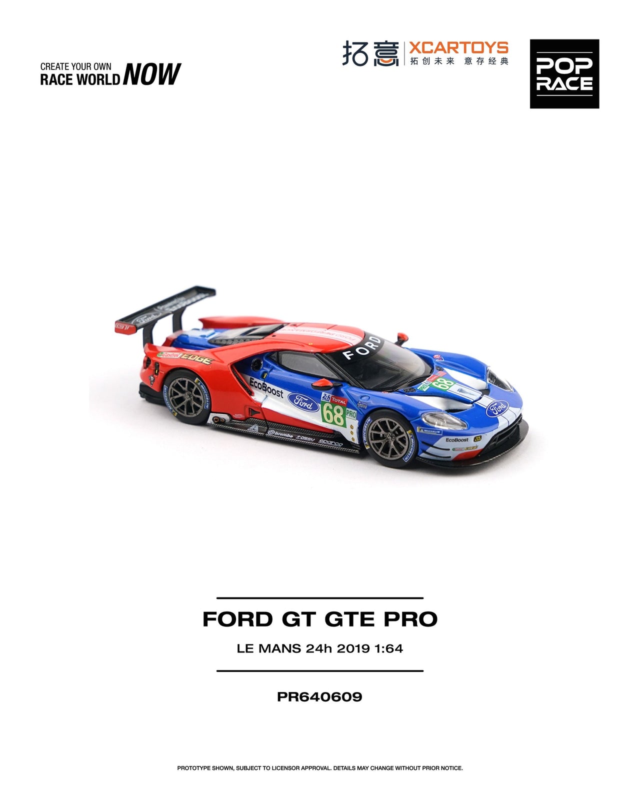 PRE-ORDER Pop Race 1:64 FORD GT GTE PRO LE MANS 24H 2019