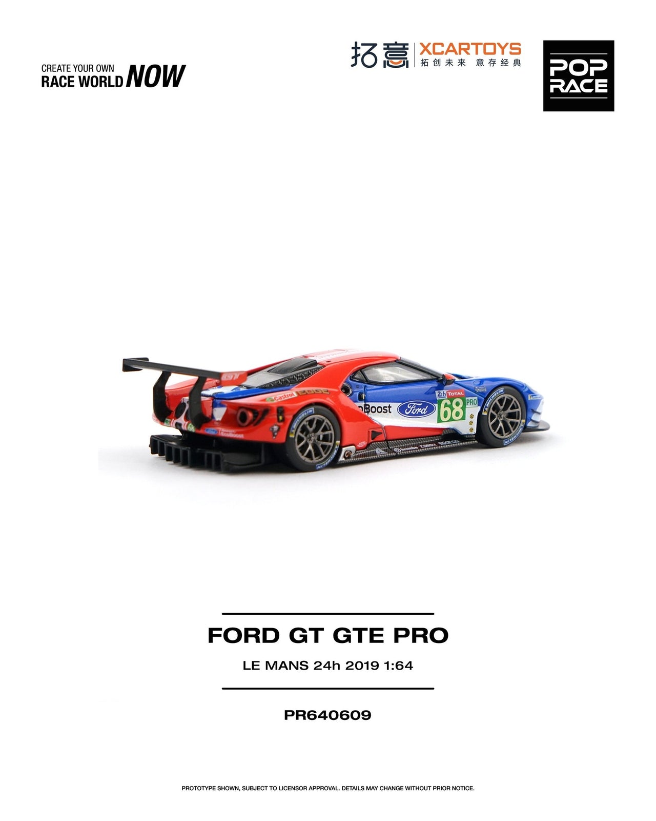 PRE-ORDER Pop Race 1:64 FORD GT GTE PRO LE MANS 24H 2019