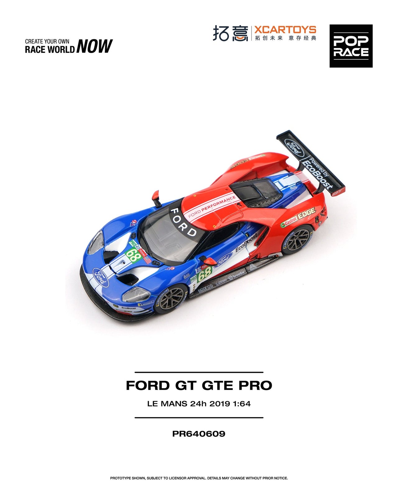 PRE-ORDER Pop Race 1:64 FORD GT GTE PRO LE MANS 24H 2019