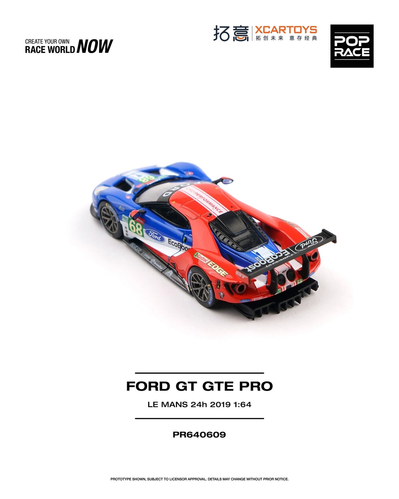 PRE-ORDER Pop Race 1:64 FORD GT GTE PRO LE MANS 24H 2019
