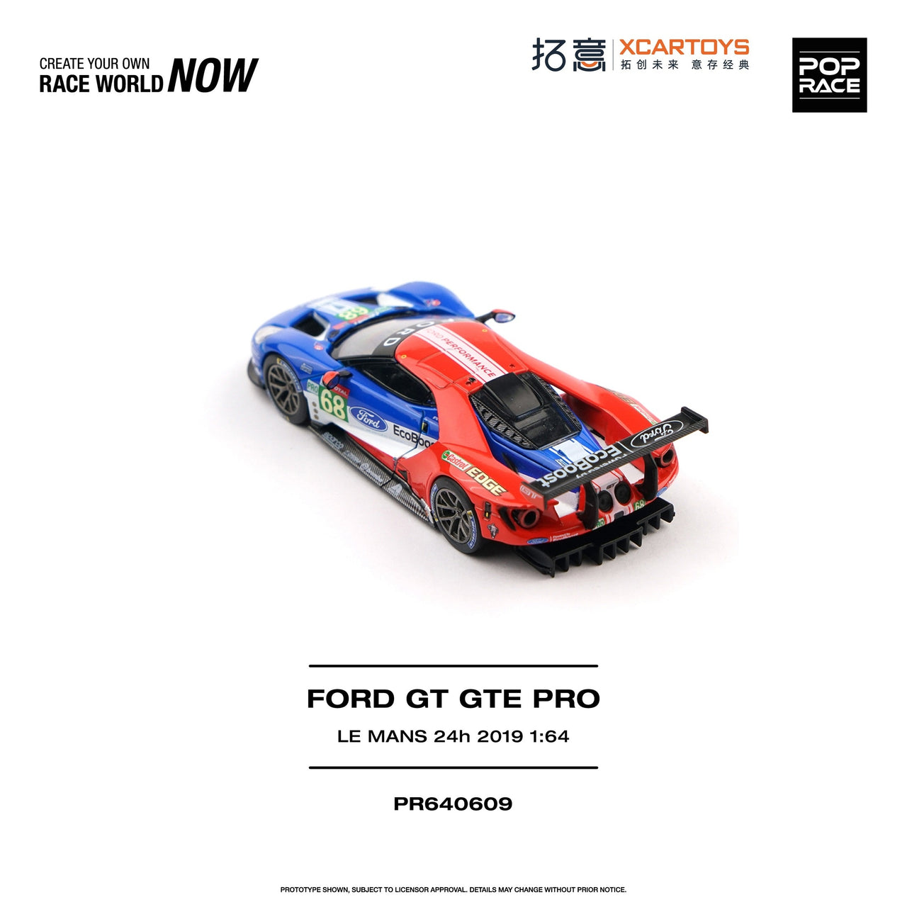 PRE-ORDER Pop Race 1:64 FORD GT GTE PRO LE MANS 24H 2019