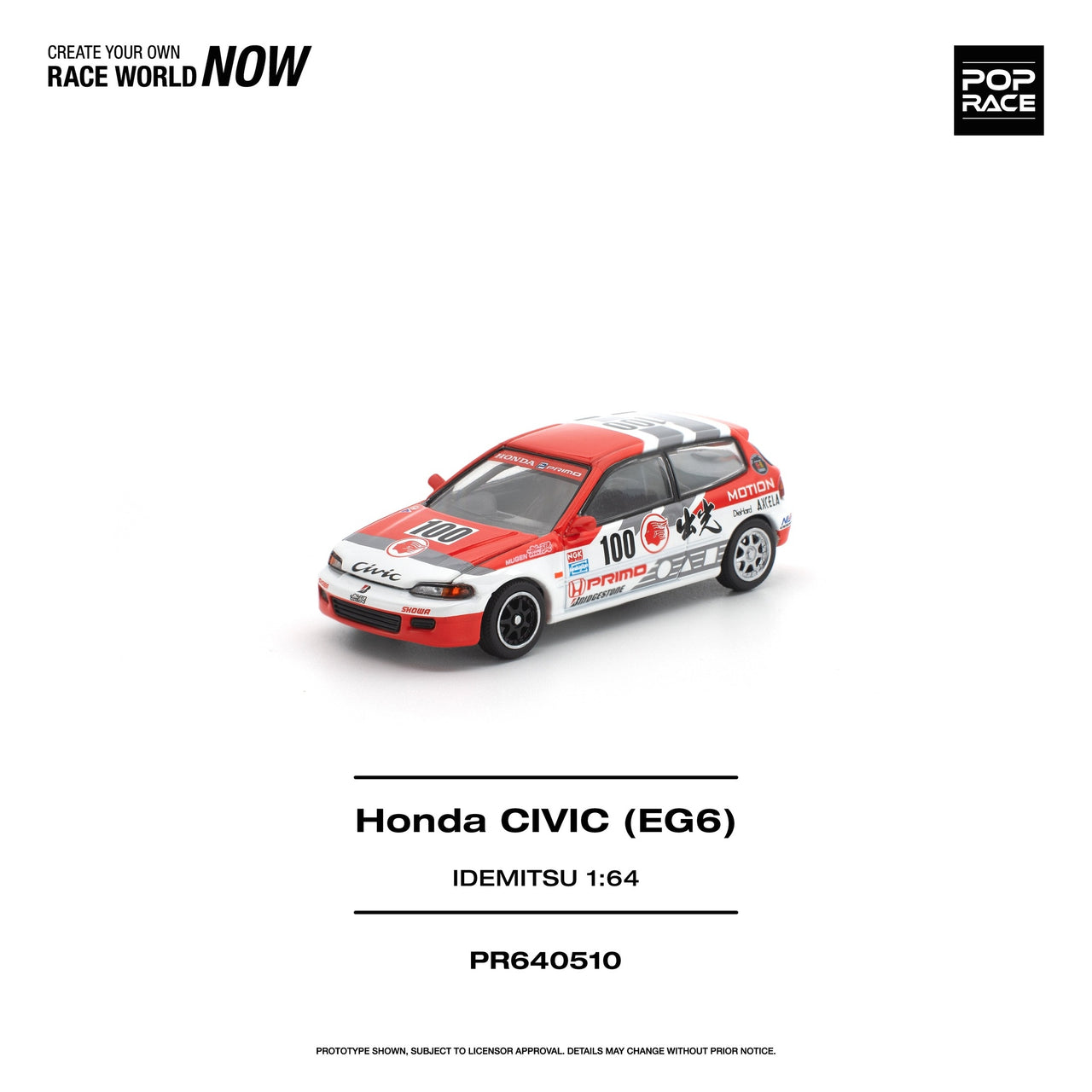 PRE-ORDER Pop Race 1:64 HONDA CIVIC EG6 IDEMITSU MOTION INFINITE