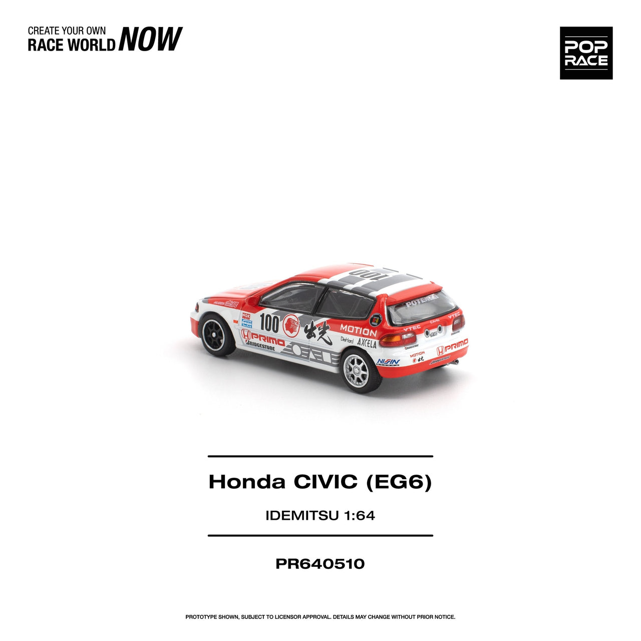 PRE-ORDER Pop Race 1:64 HONDA CIVIC EG6 IDEMITSU MOTION INFINITE